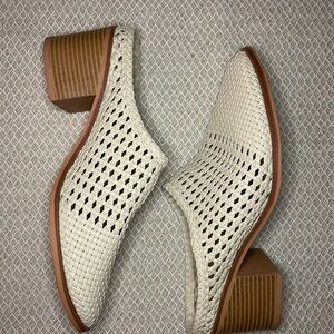 Women's Woven White Mules